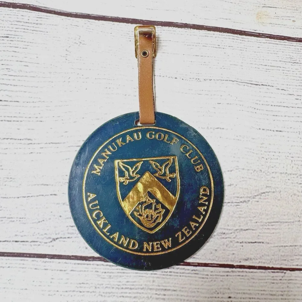 Vtg Golf Bag Tag Manukau Golf Club Auckland NEW ZEALAND Green